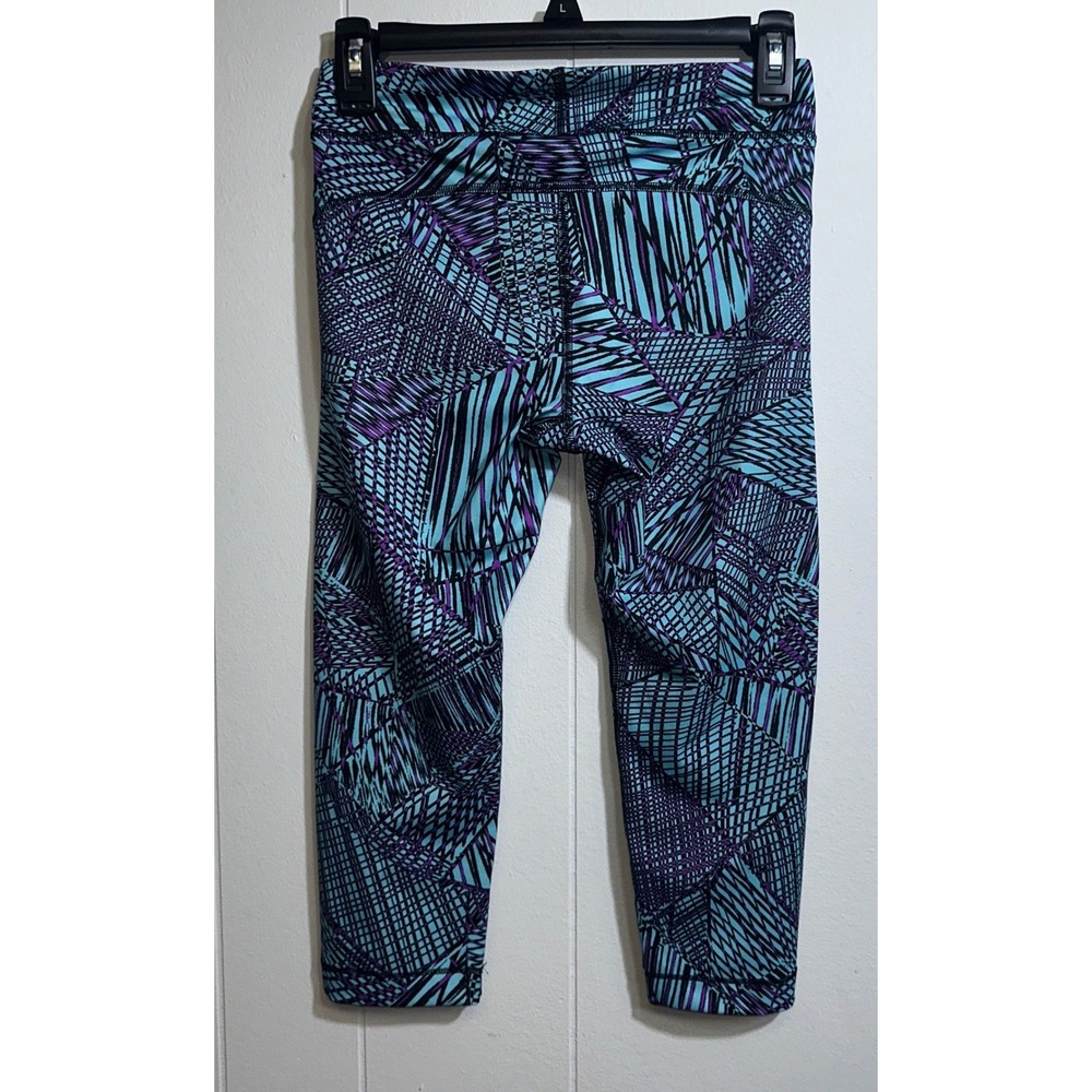 Under Armour Womens HeatGear Compression Cropped Leggings Teal Purple 1271786 SM - Picture 3 of 7